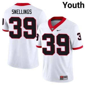 Will Snellings Stitched UGA Bulldogs Youth White #39 Jersey 693311-758