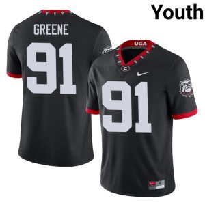Justin Greene NCAA Georgia Bulldogs Black #91 Mascot 100th Anniversary Youth Jersey 105588-873