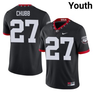 Nick Chubb Black Youth Embroidery #27 Mascot 100th Anniversary Damn Good Dawgs Jersey 502395-952