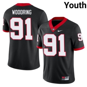 Peyton Woodring Georgia Black #91 Youth Embroidery Jerseys 744746-320
