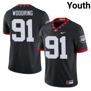 Peyton Woodring Black #91 Mascot 100th Anniversary Youth Game Damn Good Dawgs Jerseys 528906-497
